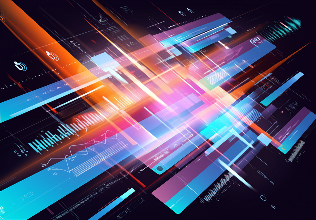 Abstract digital art with vibrant colors and geometric shapes